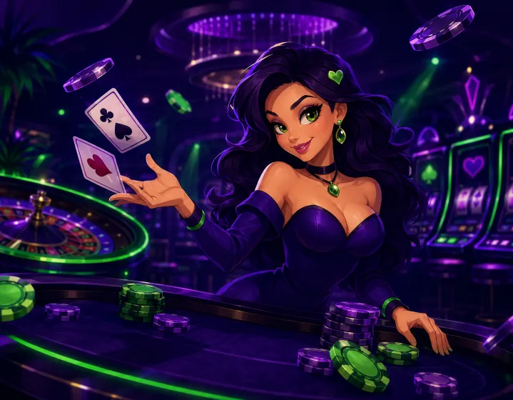 LolaJack Casino UK welcome offer with chips, cards and free spin reels